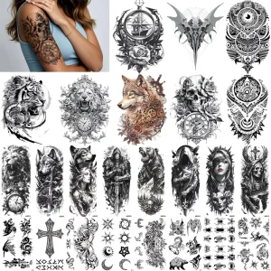 Large Sleeve Tattoo Stickers White Adhesive Paper Long Lasting for Hands and Arms