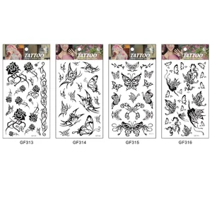 Large Tattoo Sticker Arm Ladies Flowers Black White butterfly Tattoo Sticker