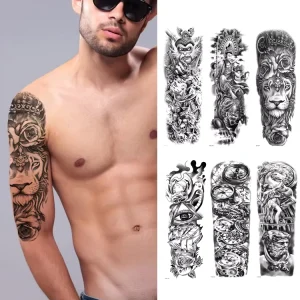 Large Water Transfer Temporary Body Art Tattoo Sticker Big Size Full Arm in 5-7 Days Colorful Design