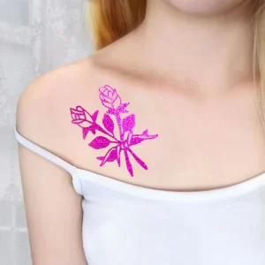 Laser Temporary Waterproof Metallic Waterslide Tattoo Stickers Transfer Film Free Paper Hot Stamping Body Face Indian White Sexy