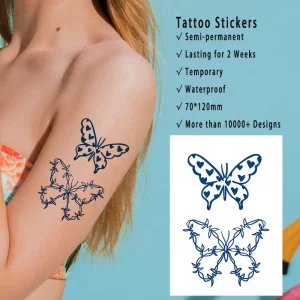 Lasting 2 Weeks Small Size Women Sexy Butterfly Tattoo Stickers Paper Face & Body Temporary Semi Permanent Tattoo