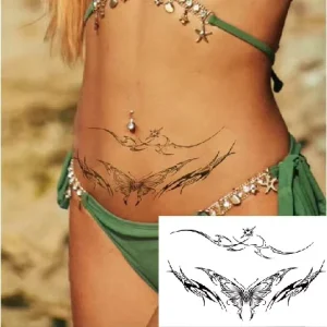 Lasting 2 Weeks Women Sexy Butterfly Tattoo Stickers Blue Organic Jagua Ink Herbal Temporary Semi Permanent Tattoo Face Water