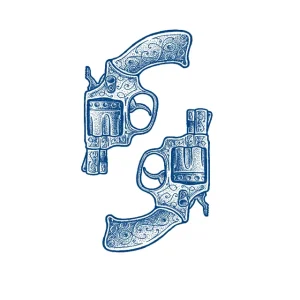 Lasting 3-7 Days Realistic Temporary Pistol Tattoo Stickers 11x18cm CE & EN71 Certified Easy Apply & Remove