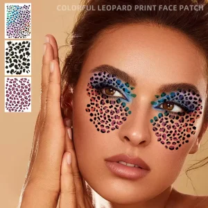 Leopard Print Eye Tattoo Stickers Non Toxic Harmless for Face Application Parties Masquerade Events Temporary Paper White