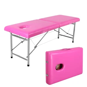 Lightweight 2 Section Folding Massage Bed Portable Aluminum Spa Table with Breathing Hole