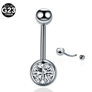 Lingchee G23 Titanium Externally Threaded Bezel Zircon Navel Piercing Belly Rings Double Jewel Belly Button Rings Body Jewelry