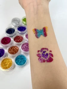 Link Rainbow Glitter Tattoo Stencils Kit Water Resistant & Long Lasting Sparkle Body Art for Parties Festivals Cosplay