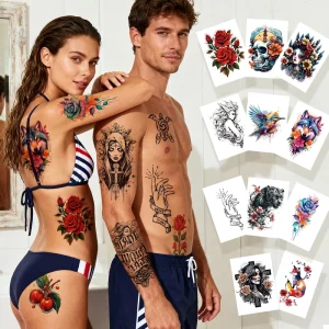 Long-Lasting Body Art Stickers Model XHB(1-60) 800+ Designs Women/Adults Men Realistic Temporary Tattoos