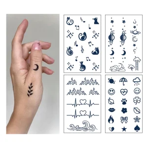 Long Lasting Plant Based Temporary Finger Tattoo Realistic Fake Waterproof Semi Permanent Tattoo Stickers