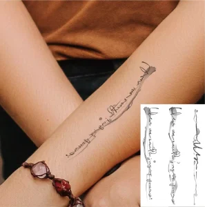 Long Lasting Realistic Semi permanent English Letters Water Resistant Paper Tattoo Sticker Two Weeks Durability Customizable