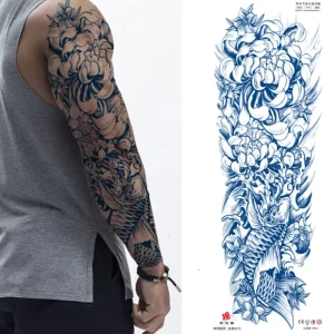 Long Lasting Semi Permanent Water Transfer Full Arm Temporary Tattoo Sticker Designs for Adults