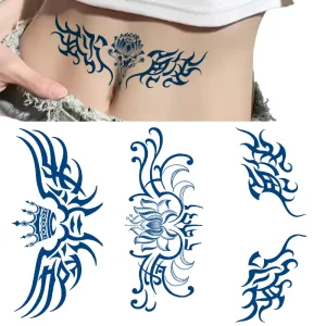 Long Lasting Sexy Girl Lower Back Flower Tattoo Sticker Designs Organic Semi Permanent Temporary Paper Tattoo Sticker for Body