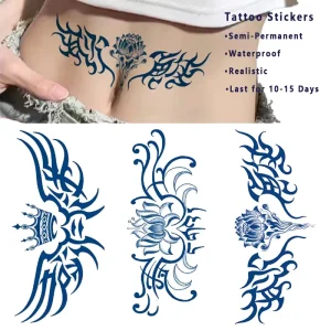 Long Lasting Sexy Girl Lower Back Flower Tattoo Sticker Designs Organic Semi Permanent Temporary Paper Tattoo Sticker for Body
