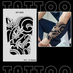 Long Lasting Tattoo Herbal Juice Waterproof Arm Sleeve Tattoo Stickers Flower Art Temporary Realistic Tattoo Sticker