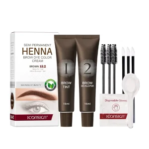 Long-Lasting Waterproof Eyebrow Enhancer Cream Brown Mineral Pigment Eyebrow Brush Included