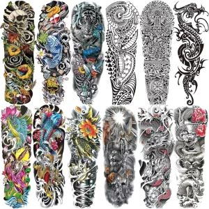 Long Lasting Waterproof Realistic Sleeve Tattoos Full Arm Temporary Tattoo Stickers for Men and Women
