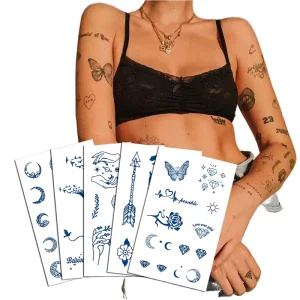 Long-lasting 2-week waterproof sweatproof temporary herbal jagua face body art sticker paper