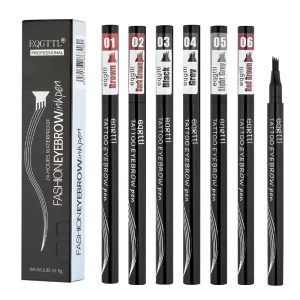 Long lasting Microblading Eyebrow Pen 4 Fork Tip Waterproof Tattoo Pencil for Fine Sketch Brown Permanent Makeup Accessories