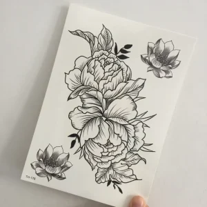 Lotus Flowers Half Arm Girl Waterproof Eco-Friendly Non-Toxic Temporary Tattoo Transfer Body Sticker