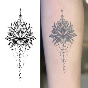 Lotus Temporary Tattoo Creative Semi permanent Tattoo Waterproof Lasting 2 Weeks Arm Herbal Tattoo