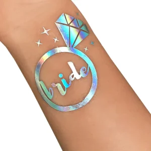 Low Price Factory Custom Rainbow Silver Temporary Tattoo Water Transfer Team Bride Temporary Waterproof Tattoo Sticker