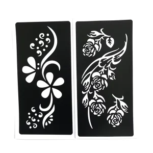 Low Price Fashion Self Adhesive Temporary Black Henna Glitter Tattoo Stencils