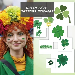Lucky Green Shamrock Temporary Tattoos for St Patricks Day Party Favors and Festive Celebration Accessories for Kids Adults