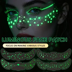 Luminous Eye Area Face Stickers Glow In The Dark Temporary Tattoo Decals Stars Moon Design Face Jewels For Rave Festival