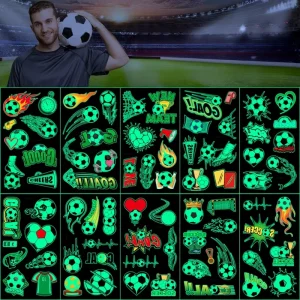 Luminous Football Tattoo Stickers Set 10 Water Transfer Paper for Club Tournaments Fan Celebrations Party Fun