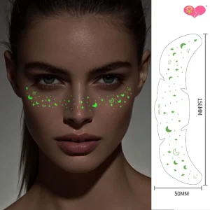 Luminous Freckle Face Tattoo Stickers, UV Glow Star Freckle Temporary Tattoos for Music Festival Rave Party