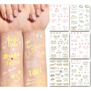 Luminous Gold Foil Waterproof Metallic Printed Temporary Tattoo Stickers