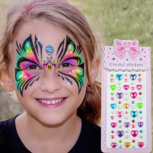 Luminous Makeup Temporary Tattoo Acrylic Crystal Glitter Stickers Face Gem Jewels Rainbow Tears Rhinestone