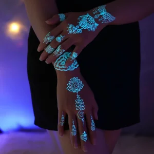 Luminous Temporary Body Tattoo White Butterfly Design Sticker Paper