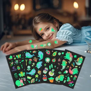 Luminous Water Transfer Printing Temporary Tattoo Stickers Dinosaur Mermaid Car Animal Shark Designs on Paper