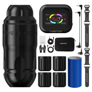 Lutin 3.5 4mm Stroke Direct Drive Professional Rotary Tattoo Pen Machine with 2400mAh S1 Plus Tattoo Battery Wristband