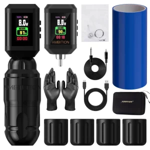 Lutin Brushless Motor 3.5mm 4.0mm Stroke Straight Drive Rod Rotary Tattoo Pen Machine Kit with 2pcs Korall RCA Battery