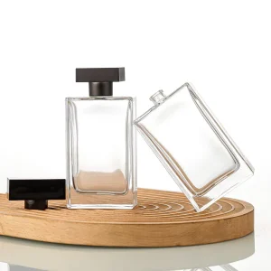 Luxurious Custom-made 50ml Square Transparent Glass Perfume Bottle with Pump Sprayer Thickened Glass Body Refillable Frost Decal