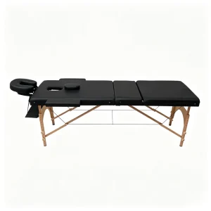 Luxury 3 Section Folding Massage Bed with Wooden Legs Adjustable Height Professional Spa Table