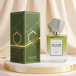 Luxury 30ml 50ml 100ml Thick Bottom Rectangular Glass Perfume Bottle Empty Fragrance Spray Bottle Irregular Cut Cap Custom Logo