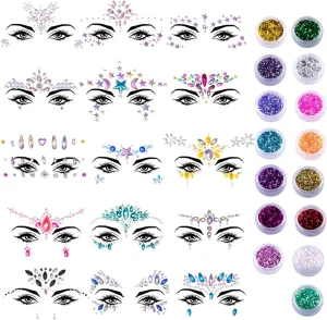 Luxury Cosmetic Sticker Sheet Forehead Rhinestone Jewelry Sticker Tattoo Face Painting Art Glitter Fashion Crystal Gem Tattoos
