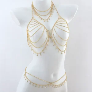 Luxury Crystal Sexy Body Jewelry Set for Women Rhinestone Bikini Waist Chain Diamond Belly Chain for Party Wear