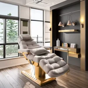 Luxury Modern Electric Tufted Synthetic Leather Gold Base 3/4 Motors Massage Table Bed Adjustable Massage Bed Chair