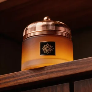 Luxury Ombre Glass Jar with Ornate Gold Dome Lid, Arabic Royal Design for Premium Scented