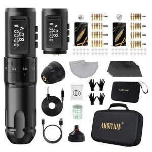 MARS-U 1800mAh Coreless Motor 2.2-4.2mm Adjustable Stroke Professional Wireless Tattoo Pen Machine Complete Full Kit