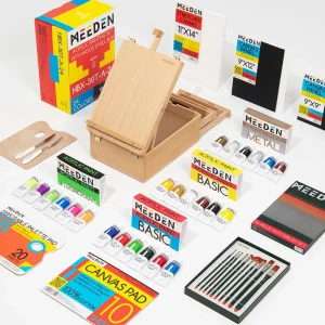 MEEDEN Acrylic Painting Set Art Paint Supplies with Solid Beech Wood Easel Box 24*60ML Heavy Body Acrylic Paints