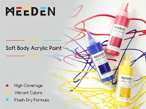 MEEDEN Soft Body Acrylic Paints 37 Vibrant Colors Rich Pigments Non Toxic Art Craft Paints Art Supplies for Canvas