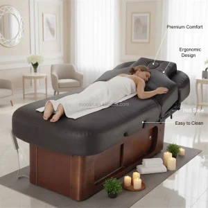 MOOLIN Automatic Reclining Esthetician Spa Bed Salon Electric Adjustable Massage Beauty Stretchers Table With Storage 4 Motros