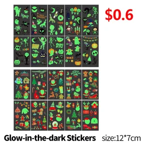 MS Glow in the Dark Stickers Hollow-out Stickers Sideburn Face Sticker and Freckle Sticker