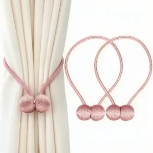 Magnetic Curtain Tiebacks Woven Rope Double Ball Curtain Buckle Decorative Window Accessories for Home Bedroom