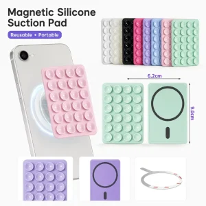 Magnetic Silicone Suction Pad for Case 24 Cups Hands Free Phone Mount for Live Stream Gym Mirror Custom Logo